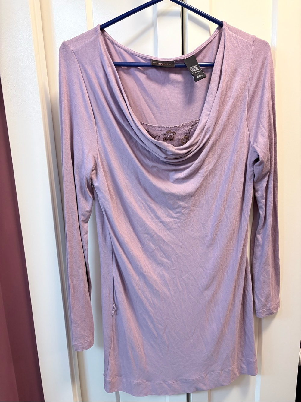 Ann Taylor Lavender Lace-Trim Drapey Top